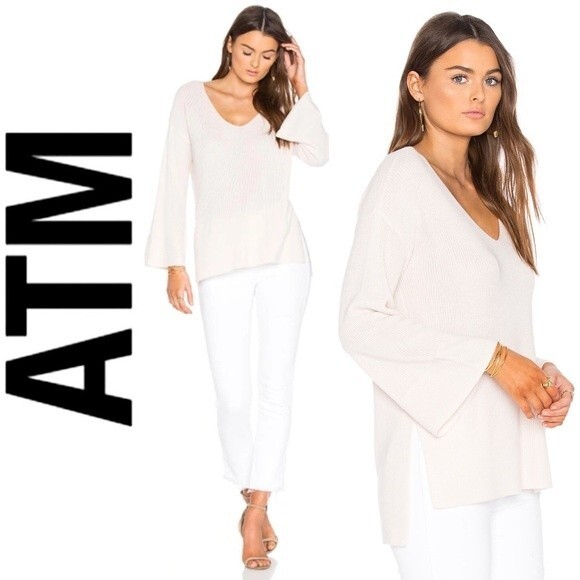 ATM ANTHONY THOMAS MELILLO V-neck Hi-lo Sweater In Blush Pink XS Revolve - Picture 2 of 15